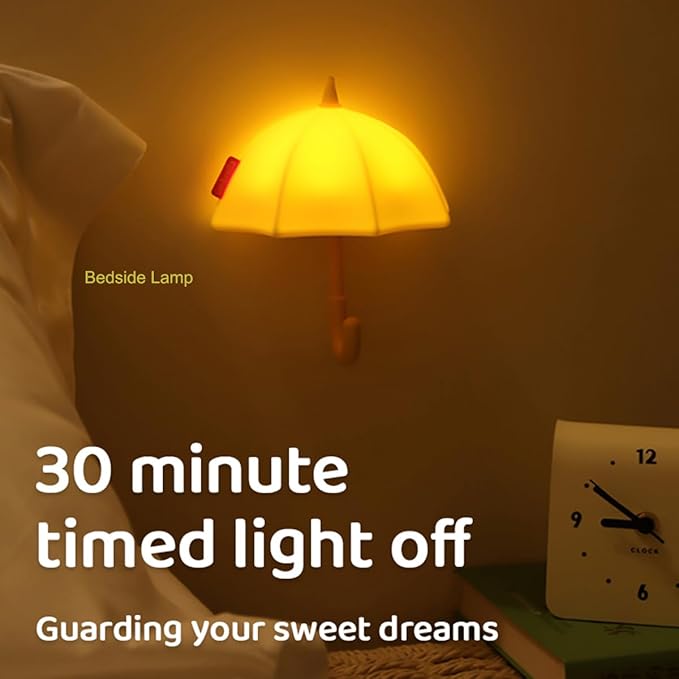 Umbrella Night Light for Kids,Light-Up Magnetic Fridge Lamp,Rechargeable Silicone Lamp for Baby Nursery,3 Levels Dimmable 30 minute timer,Squishy Bedside Night Lamp for Bedroom Kitchen - Bloomnest