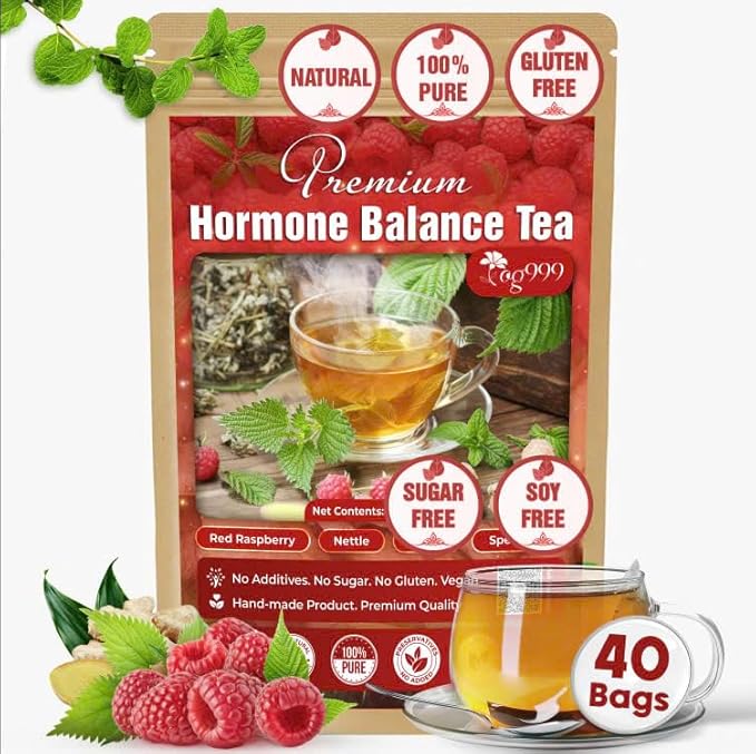 TOG999 Red Raspberry Leaves Tea Bags with Spearmint Flavor for Hormone Balance Natural Menstrual Cycle Support, 40 Count, Natural Material Tea Bags, No Sugar, No Caffeine, Vegan - Bloomnest