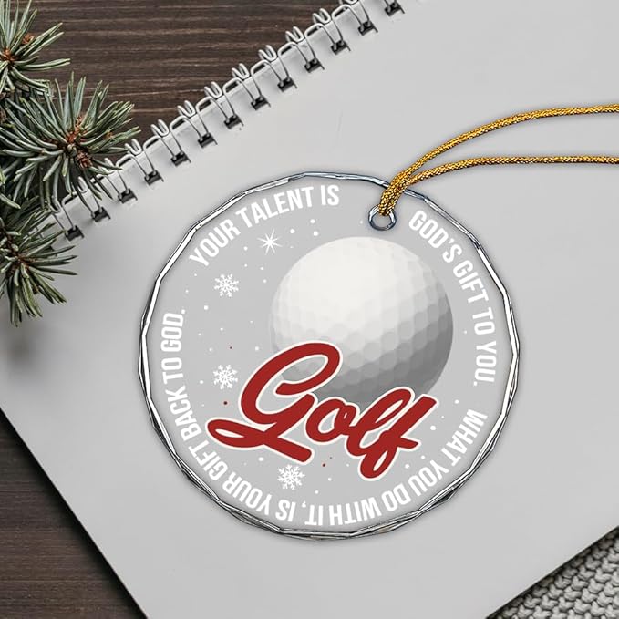 Golf Glass Ornament – Handcrafted Hanging Decoration, Elegant Keepsake with Unique Golf Design, for Home, Holiday Tree, or Special Occasion - Bloomnest