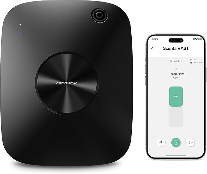 Airversa Smart Waterless Essential Oil Diffuser Scent Air Machine for Large Rooms Spaces Home and Commercial Use, Up to 2000 sq ft 400 mL Capacity, Aromatherapy Scent Diffuser, Black ANA - Bloomnest
