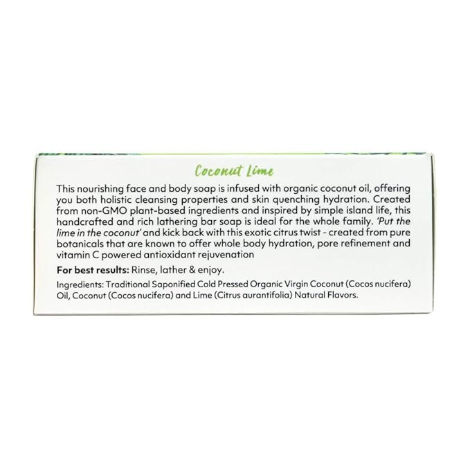 Coco Fiji Soap Bar for Face and Body Infused With Organic Coconut Oil, Coconut Lime, Essential Oil, Natural Soap for Moisturizing & Pore Purifying Skin, 7 oz,Pack of 2 - Bloomnest