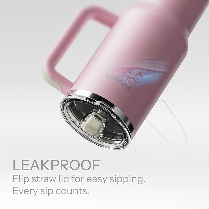 Easy Clean Pro Tumbler - 40 oz Water Bottle with Handle & Quick-Disassemble Flip Straw, Leak Resitance,Double Wall Insulated Stainless Steel, Dishwasher Safe, BPA-Free,Gifts for Women & Men - Bloomnest