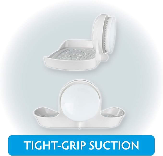 SlipX Solutions Strong Hold Soap Saver, Suction Cup Soap Holder, Must Have Universal Kitchen & Bathroom Shower Accessories (White, Single Tray (2-Pack) - Bloomnest