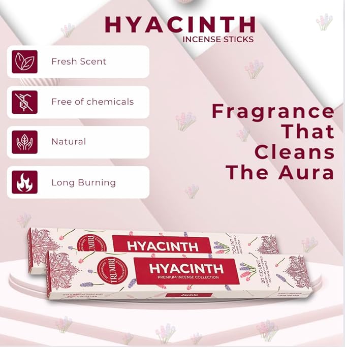Hyacinth Incense Sticks - Total 40 Insence-Sticks - Dual Pack of 20 Insense - Inciensos - Inscents - Natural Non Toxic Ingredients - Incents - Incence - Inscense - Insents TRUMIRI