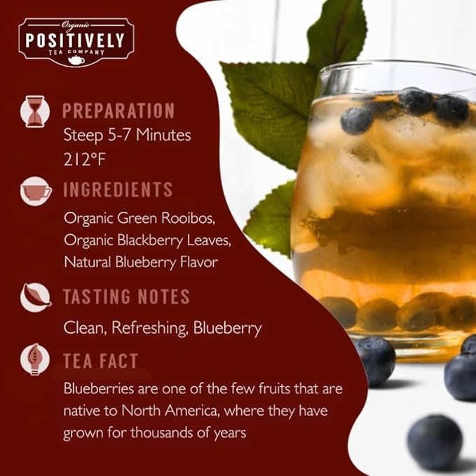 Organic Positively Tea Company, Blueberry Bliss Rooibos Tea, Loose Leaf, 4 Ounce - Bloomnest