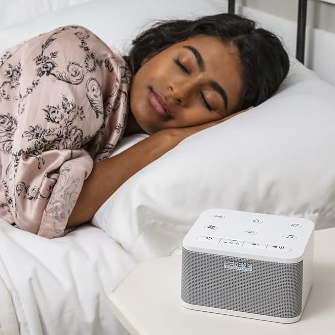 Serene Evolution 45 Sound Portable White Noise Machine - Sleep Sound Machine for Adults, Kids, Baby, Home, Office Privacy - White Noise Machine for Office - Nature Sound Machine - White Noise Maker - Bloomnest