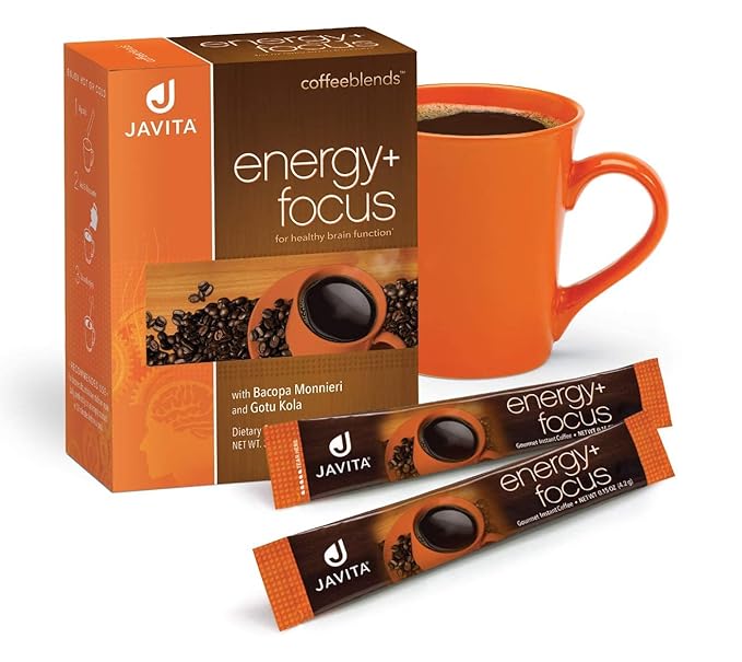 Javita Energy + Focus Instant Coffee, 100% South American Arabica & Robusta Blend, with Energizing Herbs for Clarity, Energy, & Focus, Keto, Dieters Drink, 1 box / 24 (4.2g) Sticks - Bloomnest
