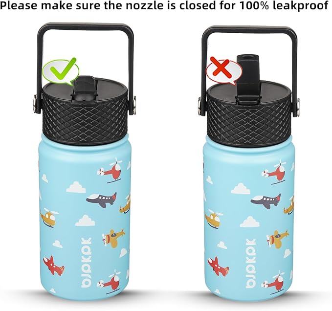 BJPKPK Water Bottle with Straw Lid, 15 oz Insulated Water Bottle, Stainless Steel Metal Water Bottles, Reusable Leak Proof BPA Free Thermo, Flask, Cups, Aircraft - Bloomnest