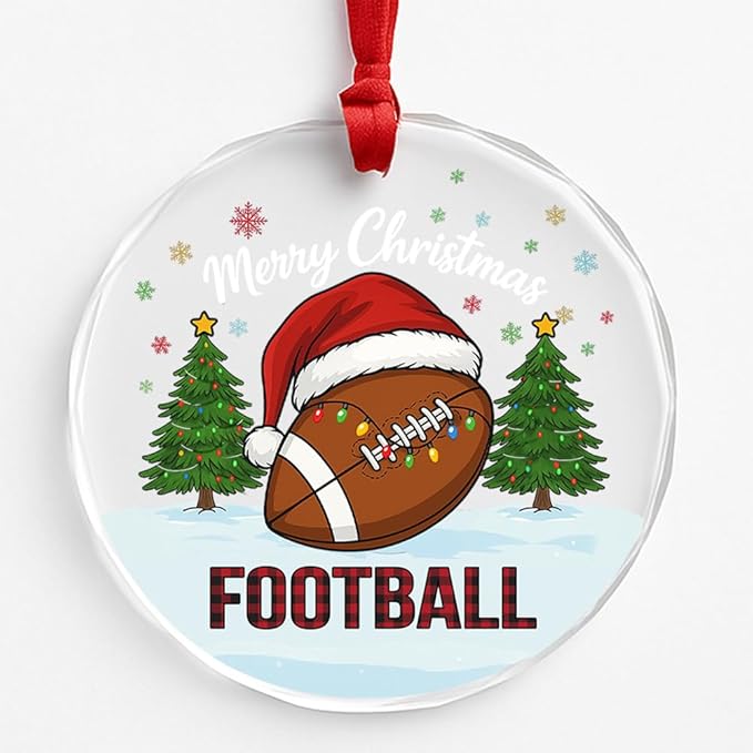 Football Glass Ornament – Handcrafted Hanging Decoration, Elegant Keepsake with Unique Football Design, for Home, Holiday Tree, or Special Occasion - Bloomnest