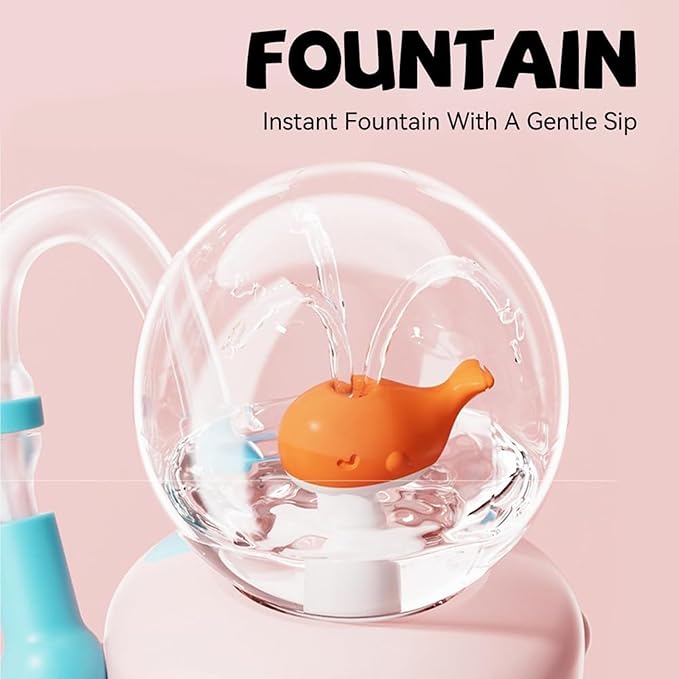 Drinking Cup With Whale Squirt, 24oz Whale Water Bottle with Handle, Insulated Stainless Steel Whale Water Cups With Two Silicone Soft Tip, Leak-Proof Whale Fountain Bottle for Kids Teens (Pink) - Bloomnest