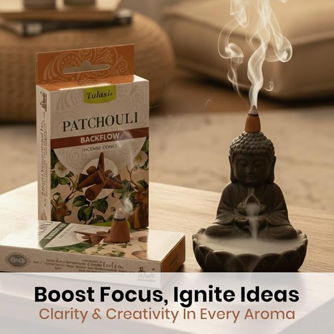 Tulasi Backflow Incense Cones with Natural Oils, Scents Set of 12 Fragrances (120 Cones) Calming Home Aromatherapy, Yoga, Meditation, Relaxing, Mixed Scents with Natural Oils