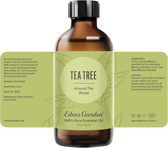 Edens Garden Tea Tree Around The World Essential Oil- 100% Pure Premium Grade, Undiluted, Natural, Therapeutic, Aromatherapy, The Best for Diffuser, Skin, Face, Hair 118 ml (4 fl oz) - Bloomnest