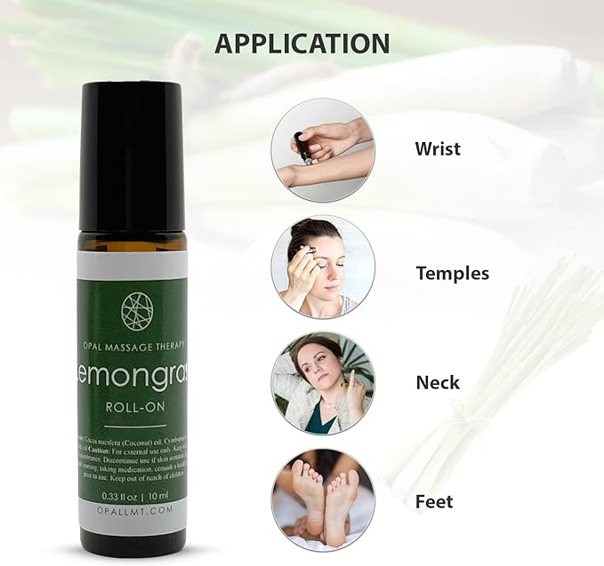 Premium Essential Oil Roll On Opal Massage Therapy (Lemongrass) - Bloomnest