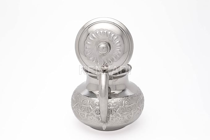 Moroccan Brass Teapot Silver Plated Hand Made In Fes by Kenzadi (7.08, Standard) - Bloomnest