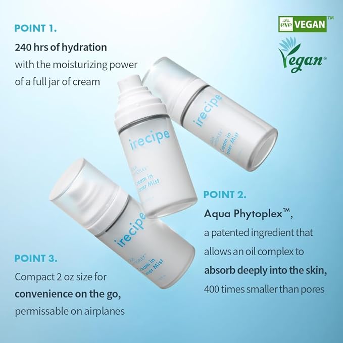 Aqua Phytoplex Cream in Toner Mist Long Lasting Deep Hydration, All-in-One Facial Mist for All Skin Type Unscented Clean Beauty, Vegan, Korean Skincare (60ml / 2.02 oz + 60ml Refill Pouch) (2) - Bloomnest