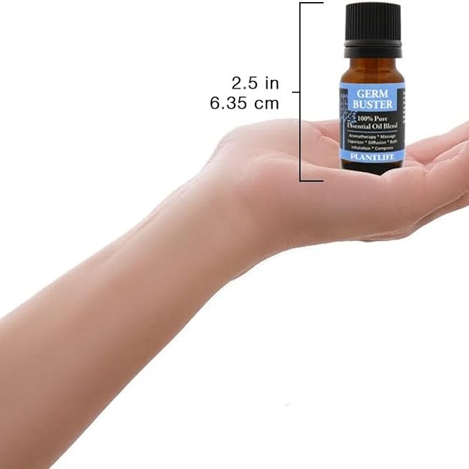 Plantlife Germ Buster Aromatherapy Essential Oil Blend - Straight from The Plant 100% Pure Therapeutic Grade - No Additives or Fillers - Made in California 10 ml - Bloomnest