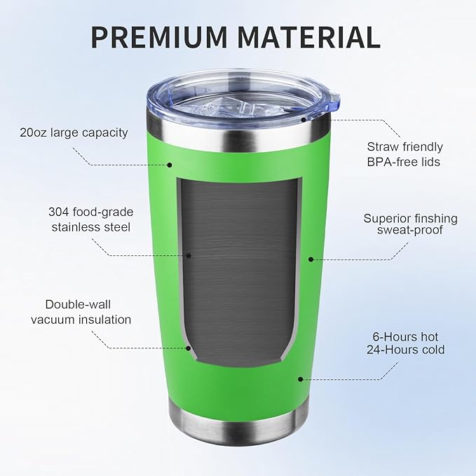 20oz Tumbler with Lid and Straw Double Wall Powder Coated Vacuum Insulated Coffee Tumbler Stainless Steel Insulated Travel Coffee Mug Spill-Proof Thermal Cup for Hot and Cold Beverage,Avocado Green - Bloomnest