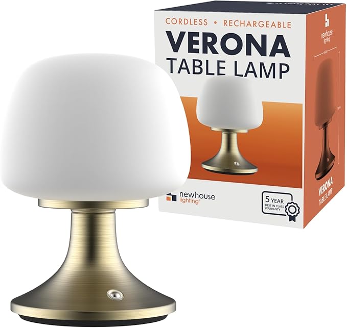 Newhouse Lighting Verona, Brass 2700K Dimmable Cordless USB-C Rechargeable Table Lamp NHTL-VE-BRS, Cordless Desk Lamp for Living Room, Bedroom, Coffee Table, and Other Cozy Home Decor - Bloomnest