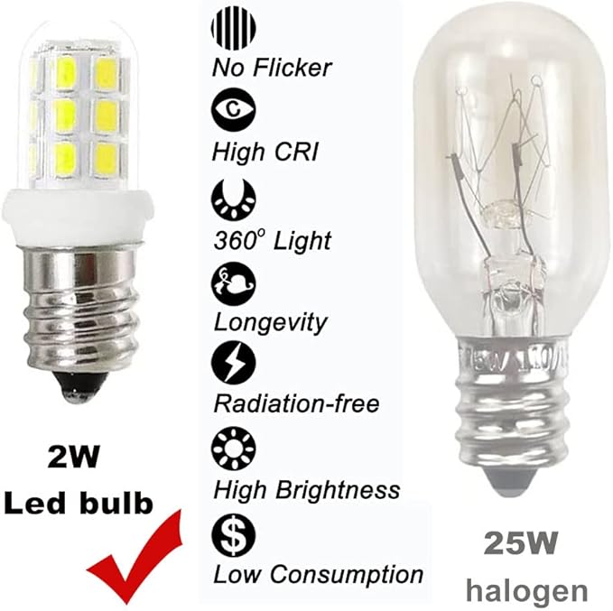 Salt Lamp Bulbs C7 E12 Candelabra Led Bulbs 15Watt Halogen Replacement 6000K White Light for Chandelier, Night Light Bulb, Non-Dimmable, Pack of 8 - Bloomnest