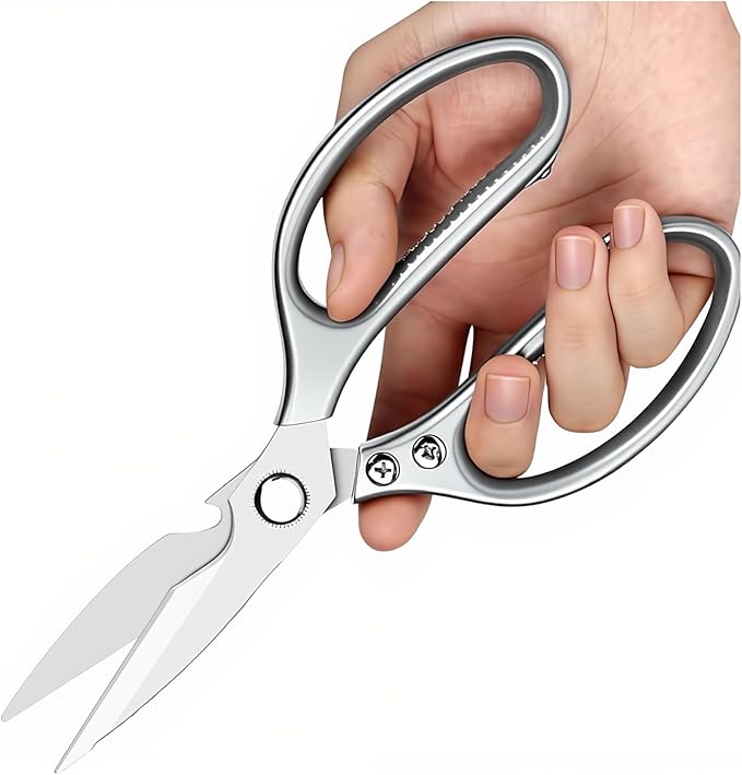 Kitchen Scissors All purpose, Have duty Stainless Steel Cooking Shears for Cutting Meat,Chicken, Poultry, Fish, Herbs, Seafood Scissors with Comfort Grip siver - Bloomnest