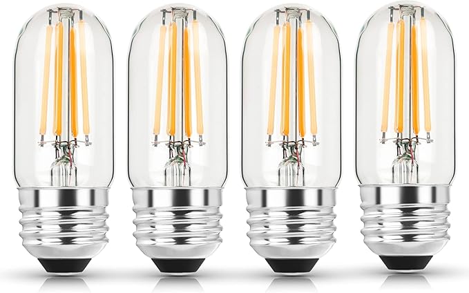 3.2 Inch E26 LED Bulb 60 Watt Equivalent, 2700K Soft White Edison Bulbs Dimmable, AC 120V 600LM T10/T9 Clear Glass Filament Light Bulbs UL for Pendant Wall Light Desk lamp-4 Pack - Bloomnest