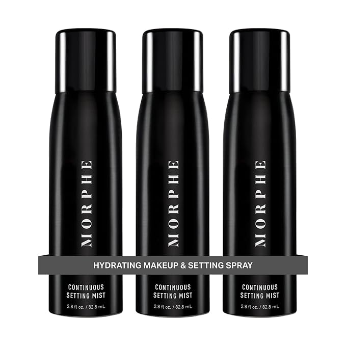 Morphe Continuous Setting Mist - Micro-Fine Makeup Setting Spray with a Natural Radiant Finish - Helps Makeup Resist Caking or Fading & Increases Wear of Foundation (3 Count, 2.8 fl oz) - Bloomnest