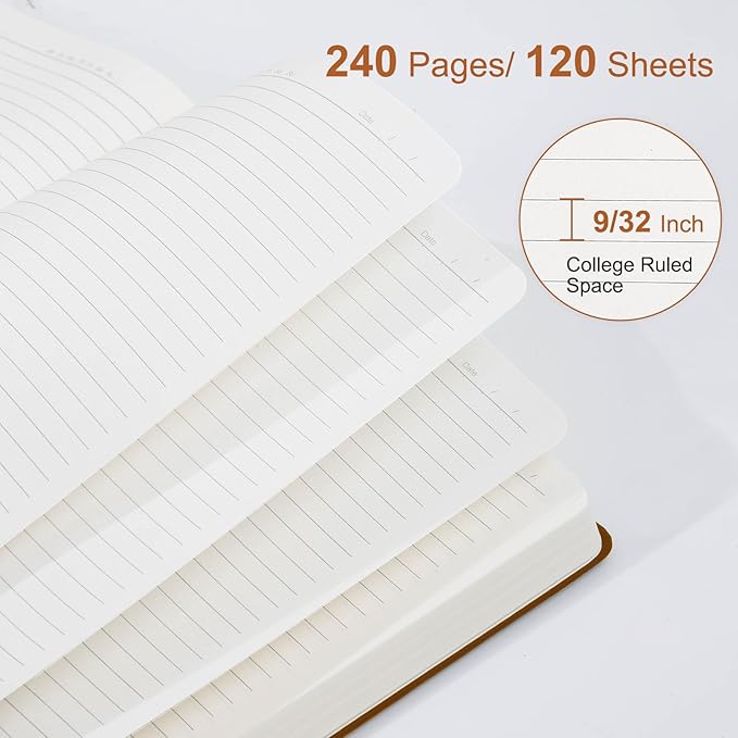 COMIX B5 Lined Journal Notebooks, 240 Pages, 6.9 x 9.8 Inches, Brown, Hardcover Journaling Notebooks for Men & Women- Fits for Office, Business, School, Notes Taking & Writing - Bloomnest