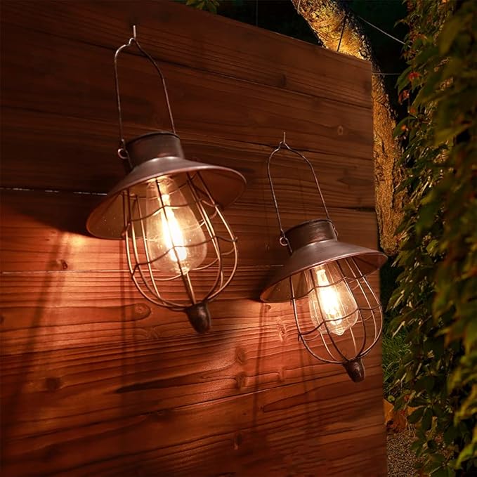 YAKii 6 Pack Solar Lantern Hanging Waterproof Outdoor Metal Solar Lamp with Warm White Light Decorate for Yard Garden Pathway Patio Porch (Antique Copper) - Bloomnest