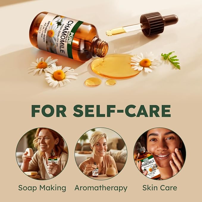 KUKKA Roman Chamomile Essential Oils - 4 Fl Oz - for Hair, Skin, Diffuser, Aromatherapy & DIY Soap Making Scent - Bloomnest
