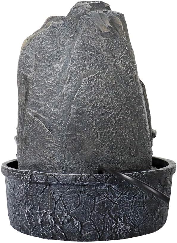 Rockery Indoor Water Fountain, Zen Meditation Tabletop Fountain with LED Lights & Crystal Ball for Home Office Bedroom 9 4/5"