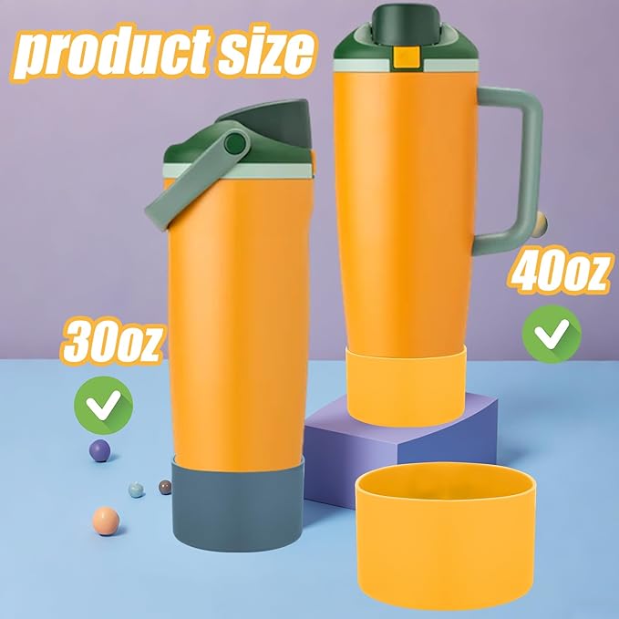 Mity rain 2PCS Protective Silicone Boots for Owala 30oz & 40oz FreeSip Sway Bottles & Tumblers - Accessories for owala, Enhances Stability & Prevents Scratches (Golden Yellow & Slate Blue) Mityrain