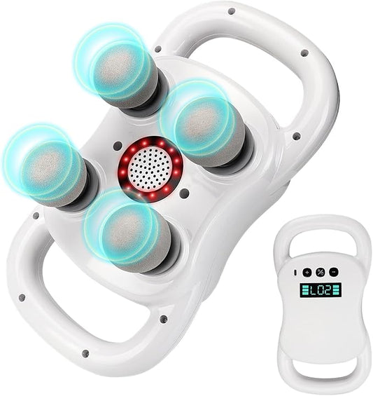 DEITY Massage Gun Deep Tissue, 4 Heads Handheld Electric Body Massager, Percussion Massager for Pain Relief, Perfect Gifts for Man Women, White - Bloomnest