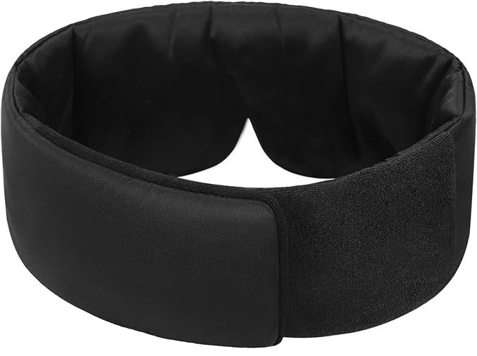 Weighted Eye Mask Silk ALASKA BEAR for Sleeping, Wraparound Style Compression, Wide Headband and Large Coverage Ears for Sound-muffling, Microwavable Beads Filled - Bloomnest
