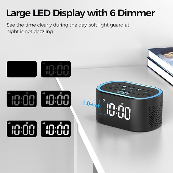 Reacher Digital Alarm Clock & White Noise Sound Machine, 21 Soothing Sounds, 7 Wake Up Sounds, 8 Night Lights, 32-Level Volume, 9 Sleep Timer, Memory Function for Adult, Kid, Bedside, Bedroom - Bloomnest