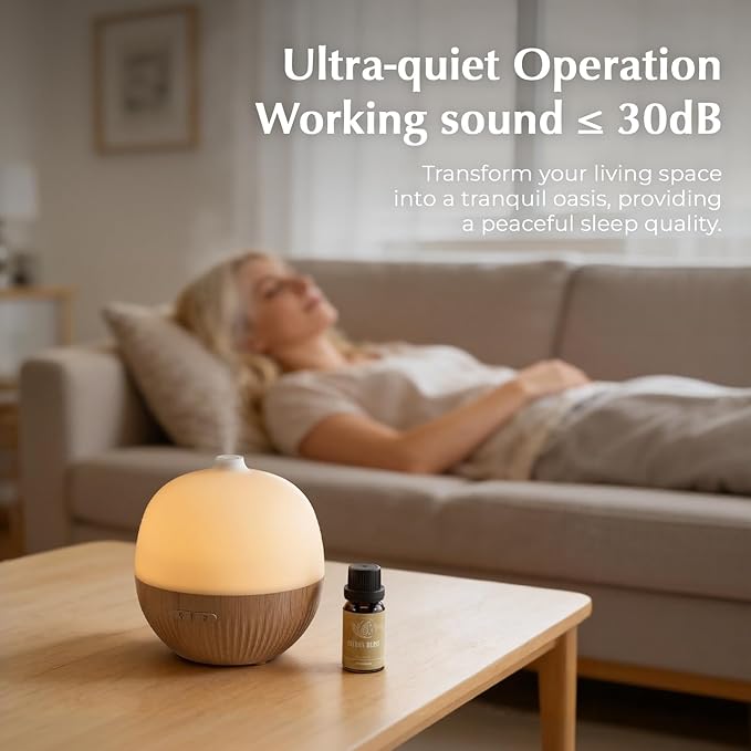 ARVIDSSON Essential Oil Diffuser, 100ml Small Aromatherapy Diffuser with Mood Light, Ultrasonic Oil Diffusers for Home, Mini Diffuser for Essential Oils, Gift for Women - Bloomnest