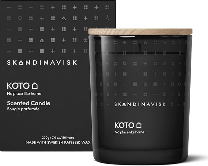 Skandinavisk KOTO 'Home' Scented Candle. Fragrance Notes: Vanilla Beans and Dried Orange Peel, Amber and Leather. 7.0 oz. - Bloomnest
