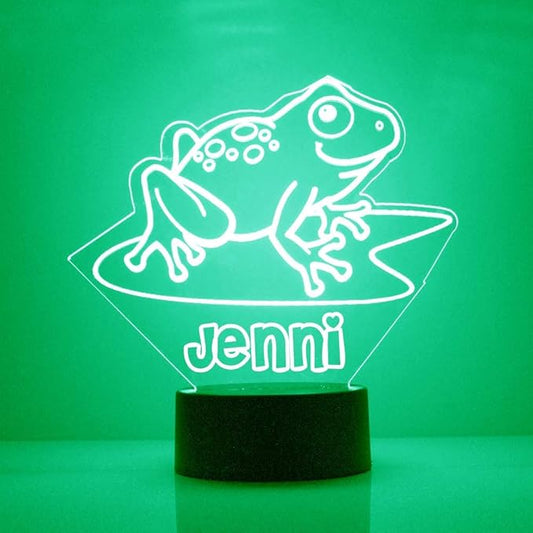 Frog Custom 3D Illusion Lamp with Remote | LED Night Light with Personalized Name, Logo, Image, Design | 4 Modes, 16 Light Colors | USB or Battery Power | Made in The USA - Bloomnest