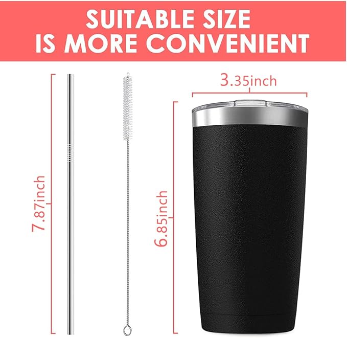 6 Pack 20 oz Stainless Steel Insulated Tumbler with Straw and Lid, Double Wall Travel Coffee Mug Vacuum Insulated Bulk Tumbler Set of 6, Suitable for Vehicle Cup Holders - Bloomnest