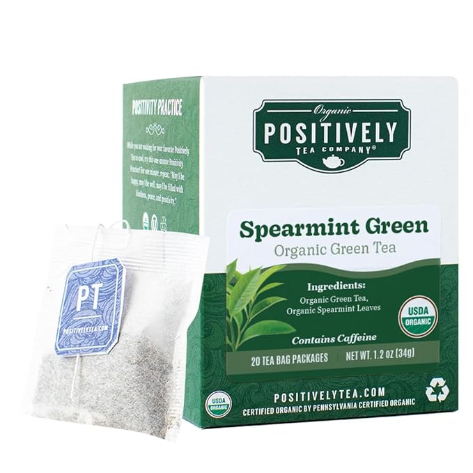 Organic Positively Tea Company, Spearmint Green Tea Bags, 20 Count - Bloomnest