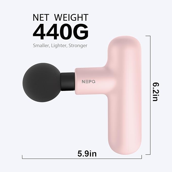 Mini Massage Gun, SK6 Fascial Gun Portable Deep Tissue Percussion Muscle Back Head Massager for Pain Relief with 4 Massage Heads 4 Speed High-Intensity Vibration Rechargeable (Pink) - Bloomnest