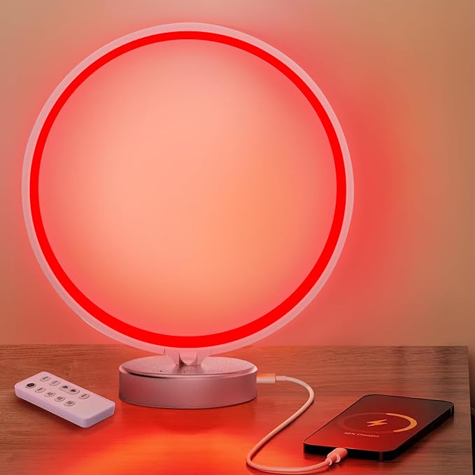 Red Light Therapy Night Light Lamp for Sleep 670nm Red Nightlight Desk Lamp with Multi-Color and Brightness Options Remote Control,Deep Relaxation and Improve Sleeping for Adults Kids (Silver) - Bloomnest