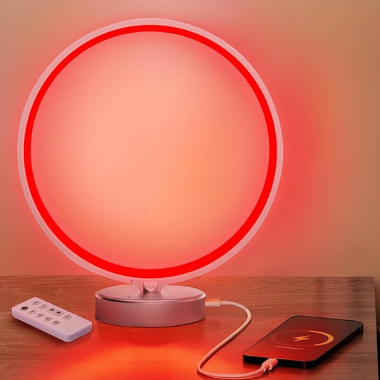 Red Light Therapy Night Light Lamp for Sleep 670nm Red Nightlight Desk Lamp with Multi-Color and Brightness Options Remote Control,Deep Relaxation and Improve Sleeping for Adults Kids (Silver) - Bloomnest