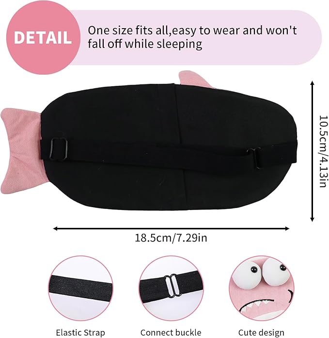 Cute Sleeping Mask, Shark Soft Fabric Sleep Mask Funny Cartoon Blindfold Novelty Eye Cover Eyeshade Shade for Women Kids Girls and Adult Travel (Pink+Blue Shark) - Bloomnest