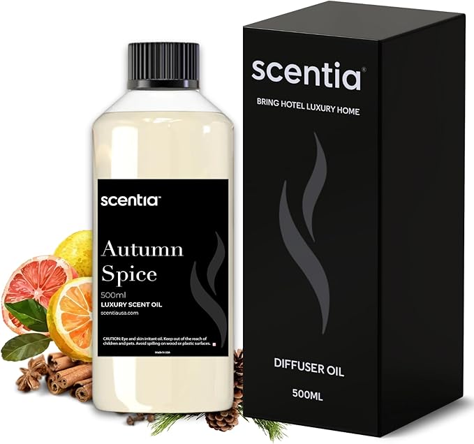Scentia Autumn Spice Essential Oil – 500ml Fall Blend with Pumpkin Spice Notes | Diffuser Oil for Home, Halloween & Thanksgiving Décor | Aromatherapy, Candle & Soap Making Scentia