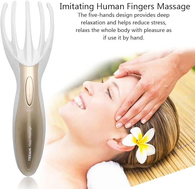 Electric Head Massager Neck Massage Octopus Scalp Stress Relax Spa Therapy Healing, Soft Resin Finger Gripper Claw Electronic Head Spa Vibration Scalp Massage Tool Tezam