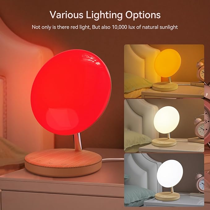 Light Therapy Lamp,Red Night Light with 5-Level Brightness & 4 Color Modes, 670nm Adjustable USB Red Light Night Light Lamp for Sleep,Stress Relief Relaxation - Bloomnest