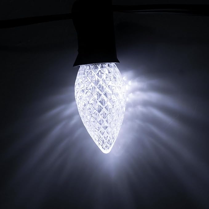 Meconard C7 Led Replacement Christmas Light Bulbs, C7 Shatterproof Led Bulbs for Christmas Indoor Outdoor String Lights, E12 Candelabra Base, Commercial Grade Holiday Bulbs, Cool White, 50 Pack - Bloomnest