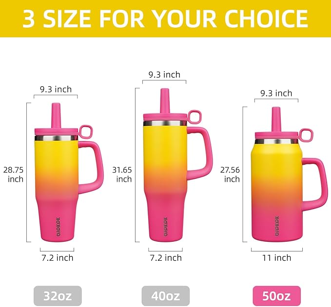 BJPKPK 50oz Insulated Tumbler with Handle Stainless Steel Travel Coffee Mug with Lid Reusable Large Water Bottle with Straw,Rainbow - Bloomnest