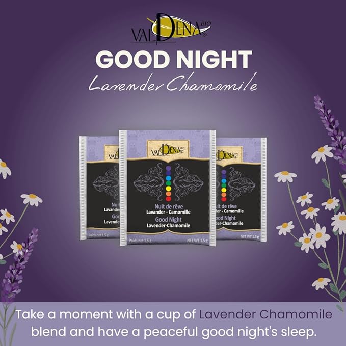 Valdena Bio Ayurvedic Lavender Chamomile Herbal Tea 20 Individually Wrapped Tea Bags (Pack of 3) Organic Caffeine Free Lavender Chamomile Blend USDA Organic Tea Calming Relaxing Sleep Support Herbal Infusion - Bloomnest