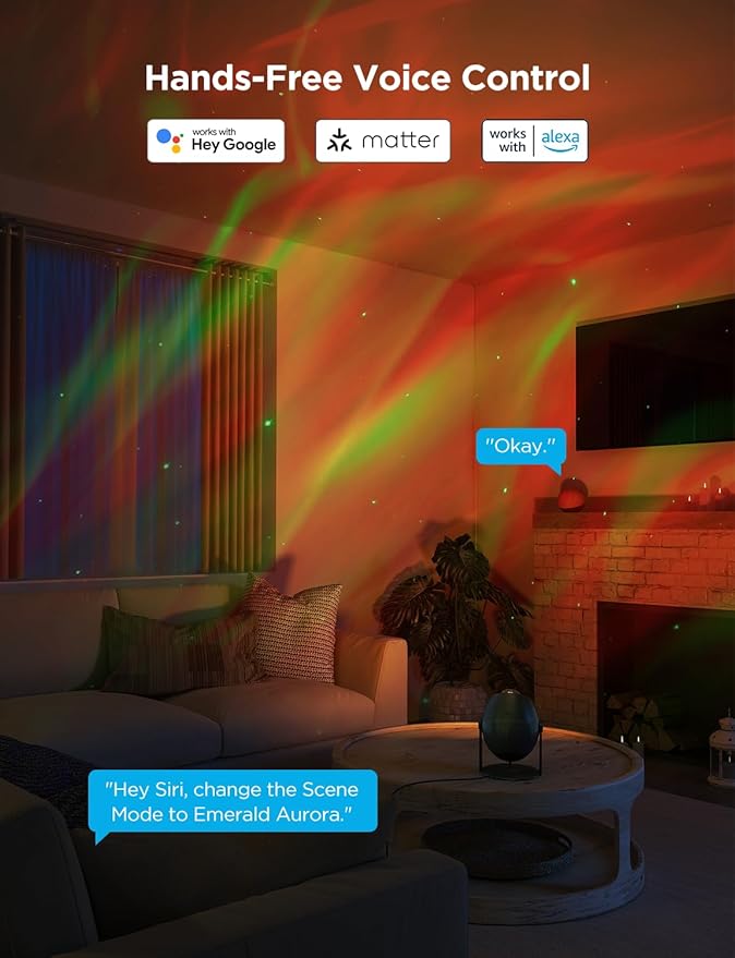 Govee Star Light Projector with 3 Aurora Flowing Effects, Star Projector Works with Matter, Alexa and Google Assistant, 16 Million Colors, 52 Scene Modes, Night Light Projector, Without Plug - Bloomnest